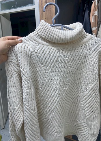 Beyaz Balıkçı Yaka Örgü Kadın Kazak - Görsel 3