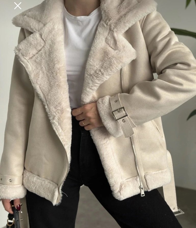 Bej Süet Kısa Kürklü Kadın Ceket - Görsel 2