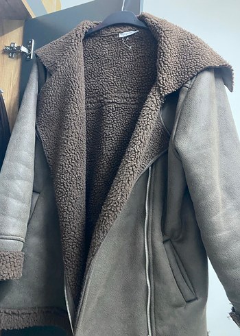 Kahverengi Süet Kadın Ceket Kürk Detaylı - Görsel 3