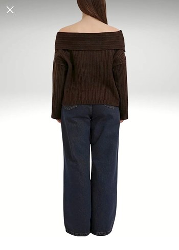 Kahverengi Triko Kayık Yaka Kadın Kazak - Görsel 2