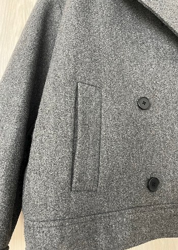 Stradivarius Koyu Gri Çift Düğmeli Kaban