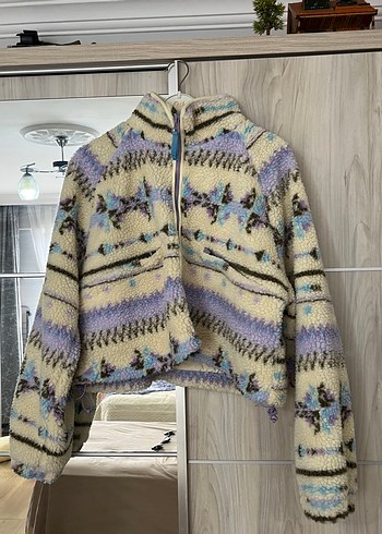 Pull and Bear Örgü Desenli Polar Ceket