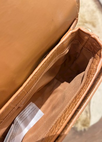 Zincir Detaylı Kahverengi Yılan Desenli Deri Çanta - Görsel 3