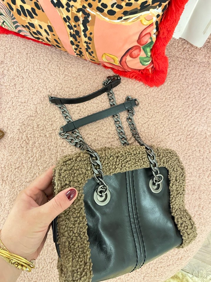 Kürk Detaylı Deri Kadın Çanta - Görsel 2