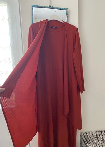 xxl Beden kırmızı Renk Kiremit Uzun Kollu Kadın Elbise