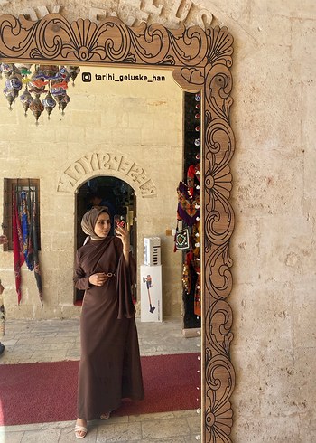 Zara Drapeli Uzun Kahverengi Kadın Elbise