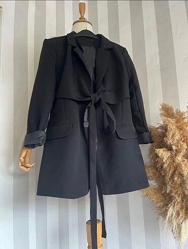 Blazer ceket kuşaklı siyah s beden