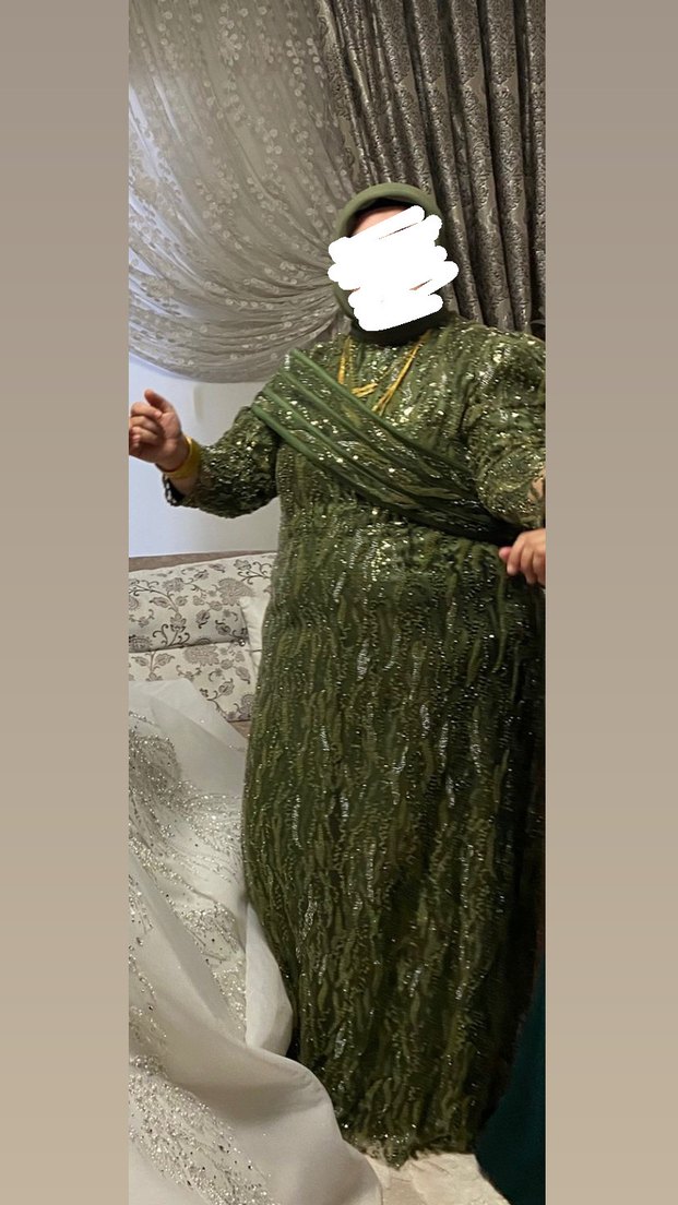 Koyu Yeşil Uzun Abiye Elbise - Görsel 3