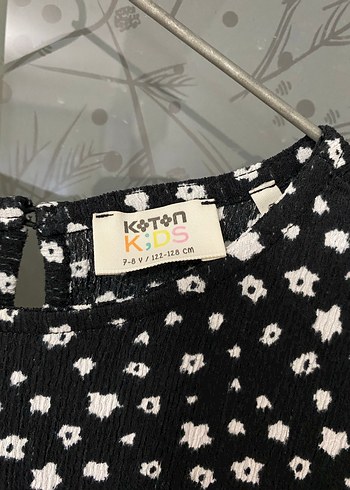 Koton Kız Çocuk Siyah Çiçekli Kısa Kollu Elbise - Görsel 2