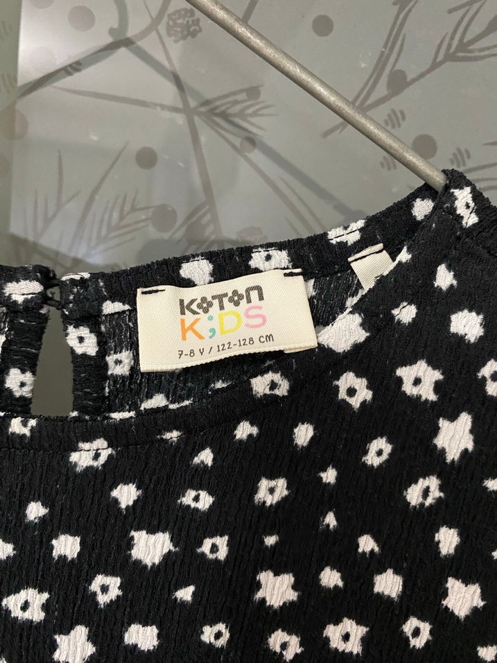 Koton Kız Çocuk Siyah Çiçekli Kısa Kollu Elbise - Görsel 2