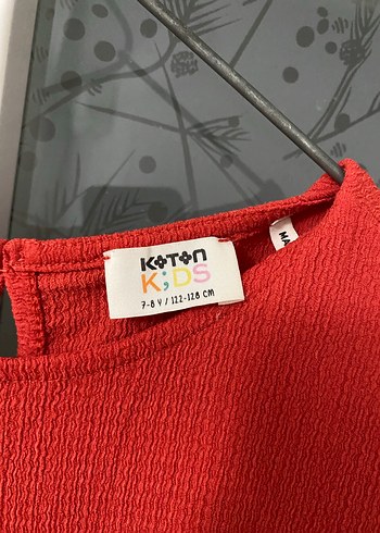 Koton Kız Çocuk Kırmızı Keten Fırfırlı Elbise - Görsel 2