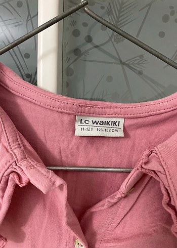 Pembe Kısa Kollu Kız Çocuk Keten Gömlek - Görsel 3