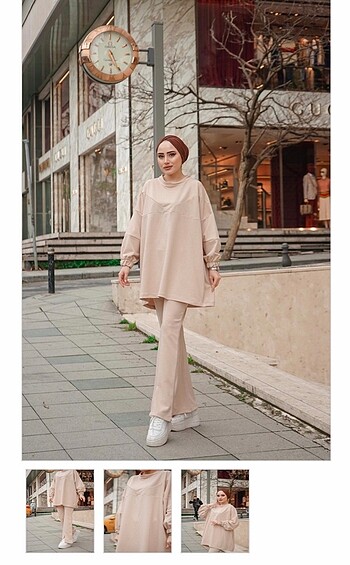 İkili tunik pantolon tesettür takım
