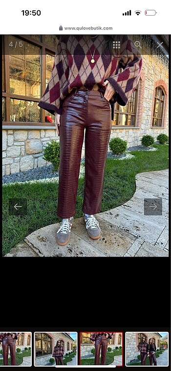 Zara etiketli ürün bordo deri pantolon