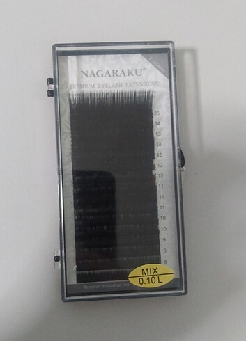 Nagaraku 0.10 kalınlık l kıvrım mix İpek kirpik 