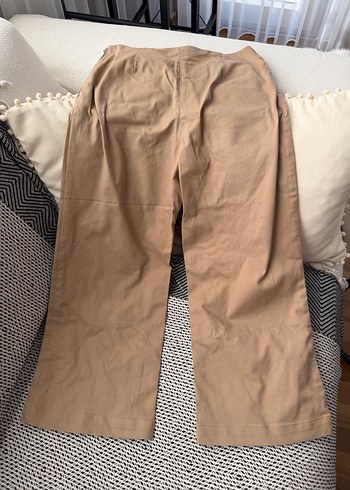 Zara Bej Rahat Kesim Midi Keten Kadın Pantolon - Görsel 3