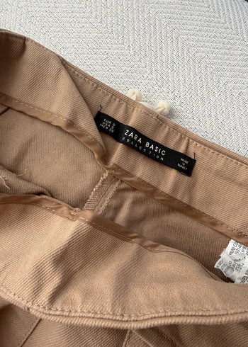 Zara Bej Rahat Kesim Midi Keten Kadın Pantolon - Görsel 2