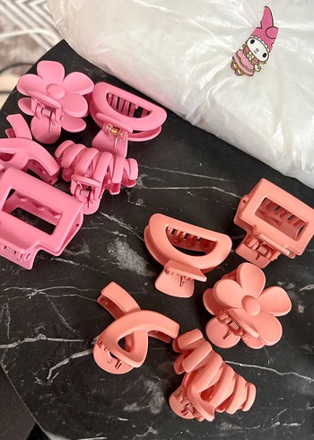 Pembe Plastik Saç Tokası Seti - Görsel 3