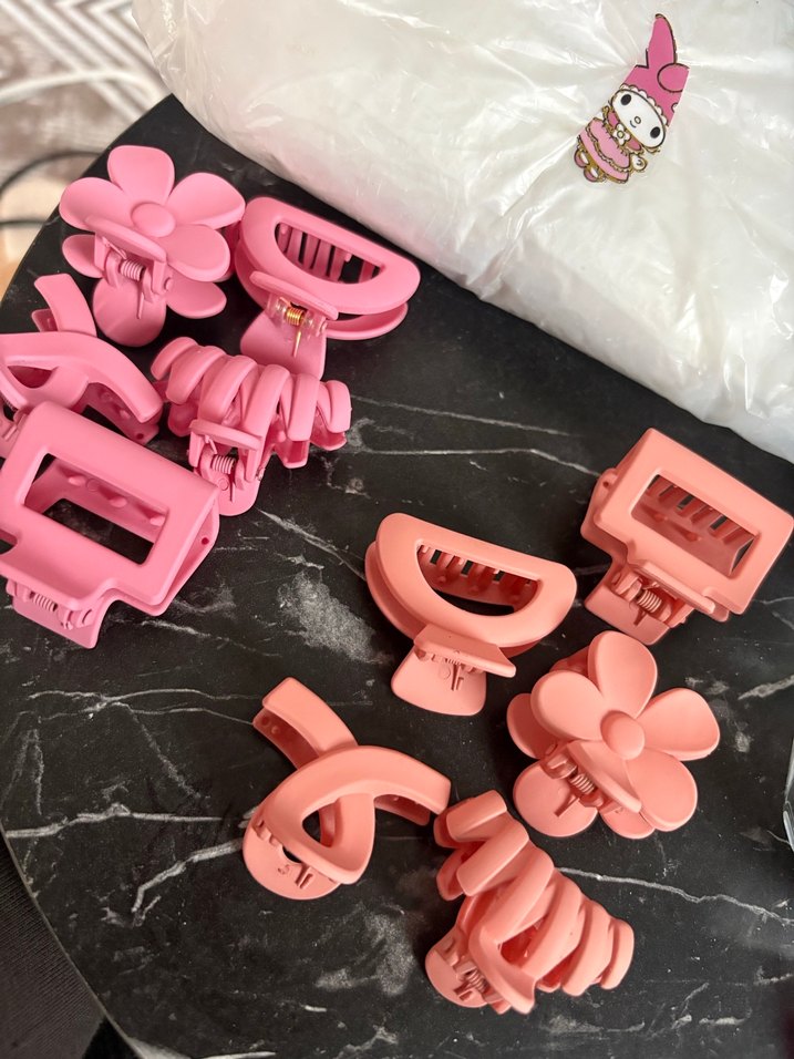 Pembe Plastik Saç Tokası Seti - Görsel 3