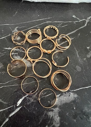 Bohem Tarzı Altın Renk Minimalist Yüzük Seti - Görsel 2