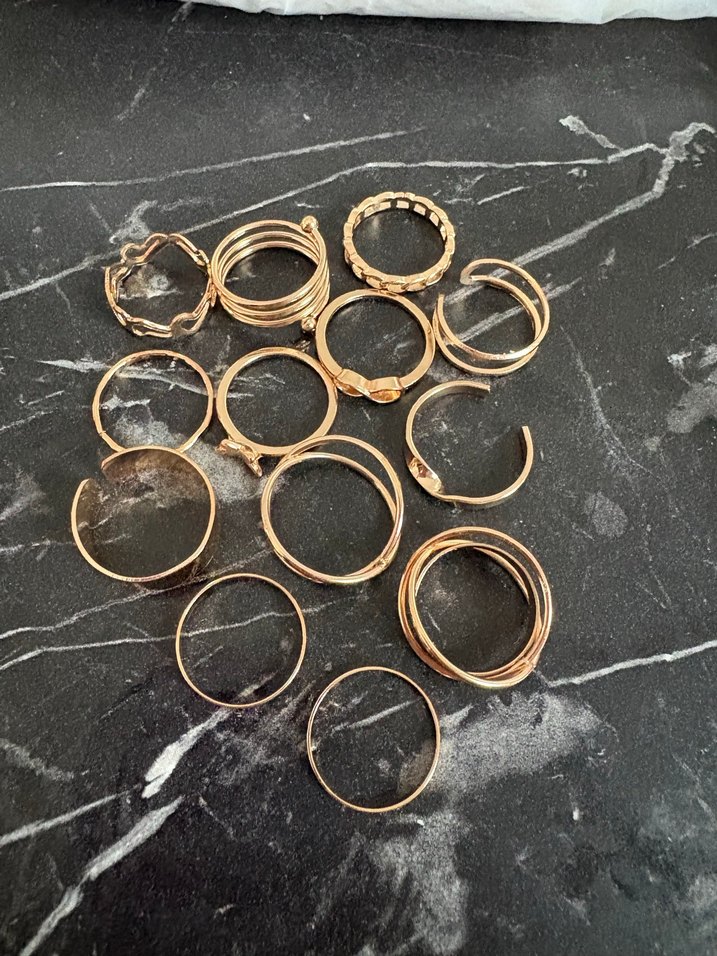 Bohem Tarzı Altın Renk Minimalist Yüzük Seti - Görsel 2