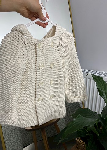 Kız ve erkek çocuk Ekru Örgü Hırka - Görsel 3