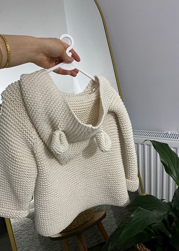 Kız ve erkek çocuk Ekru Örgü Hırka - Görsel 2