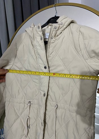 Bej Düğmeli Kadın Midi Mont - Görsel 4