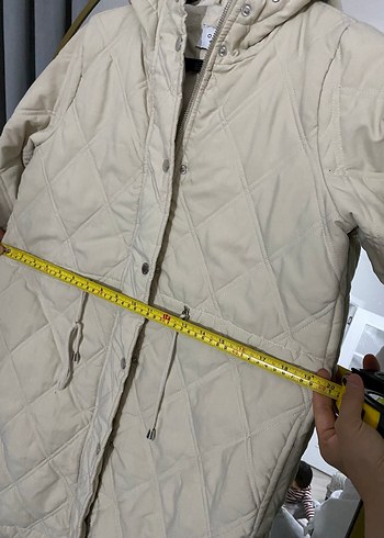 Bej Düğmeli Kadın Midi Mont - Görsel 5