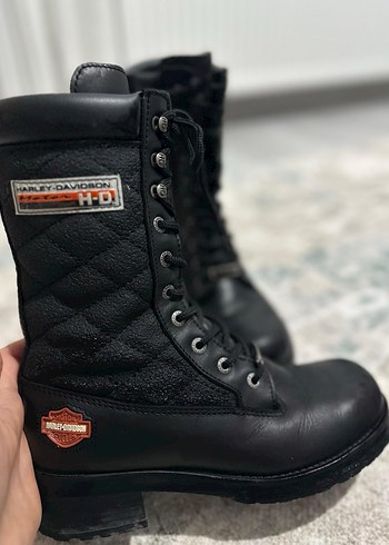 Kadın Siyah Deri Biker Çizme Stiletto Topuklu - Görsel 3