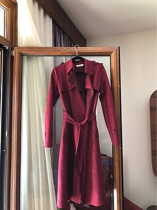 S beden bordo uzun ceket