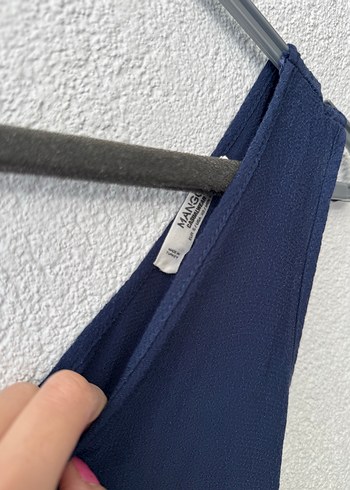 Mango Lacivert V Yaka Keten mango Uzun Tulum