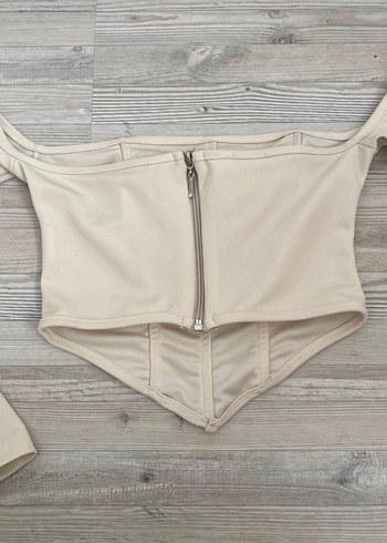 Şeffaf Uzun Kollu Beyaz Straplez Büstiyer - Görsel 2