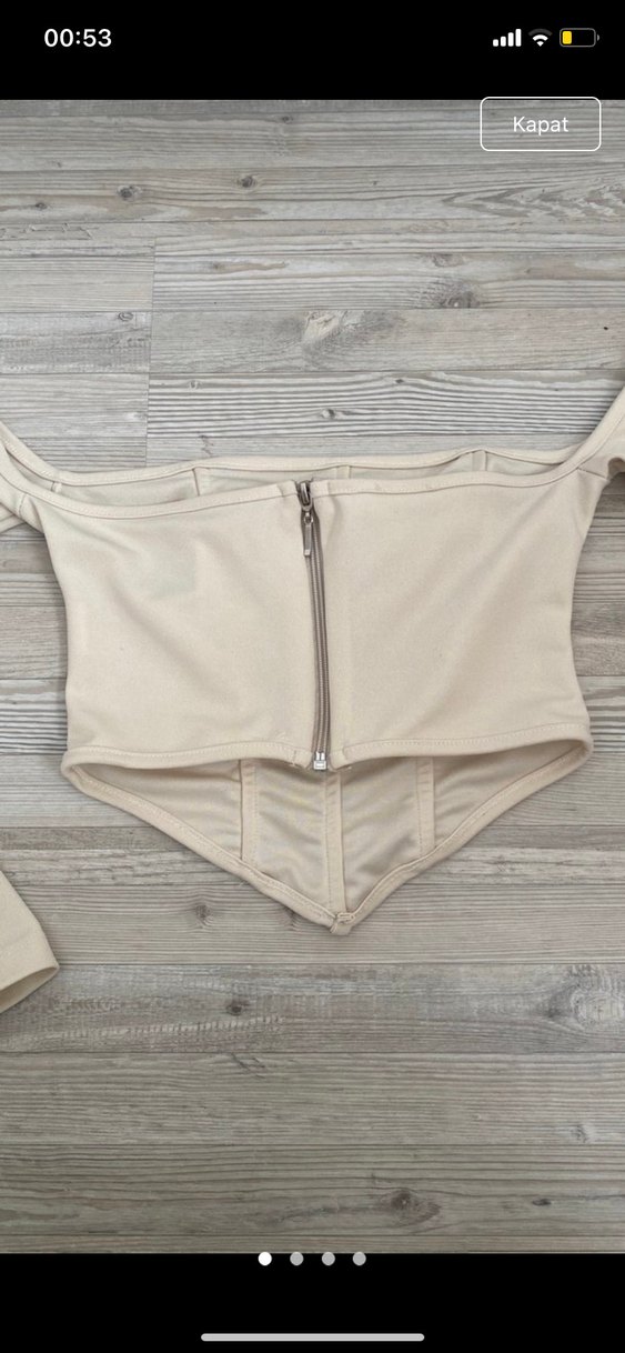 Şeffaf Uzun Kollu Beyaz Straplez Büstiyer - Görsel 2