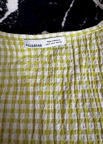 Pull and Bear Sarı Kısa Kollu Düğmeli Bluz