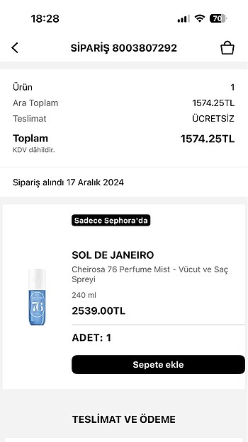  Beden Renk Sol de janeıro 76 no body mist 240 ml