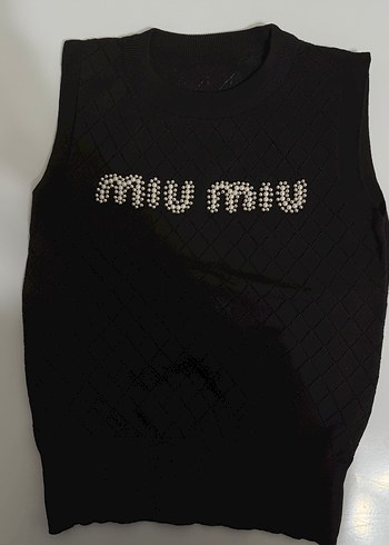 Siyah Payetli Miu Miu Triko Bluz