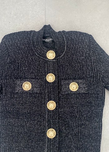xs Beden gri Renk Balmain siyah ışıltılı Kadın mini Yün Hırka