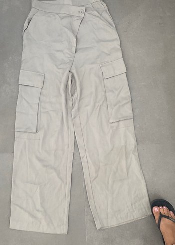 xs Beden Zara gri Keten Rahat Kesim Kadın Pantolon