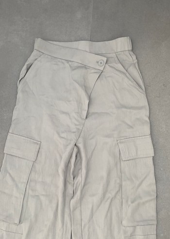 xs Beden gri Renk Zara gri Keten Rahat Kesim Kadın Pantolon