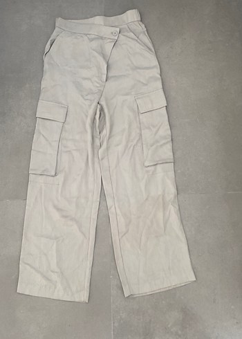 Zara gri Keten Rahat Kesim Kadın Pantolon