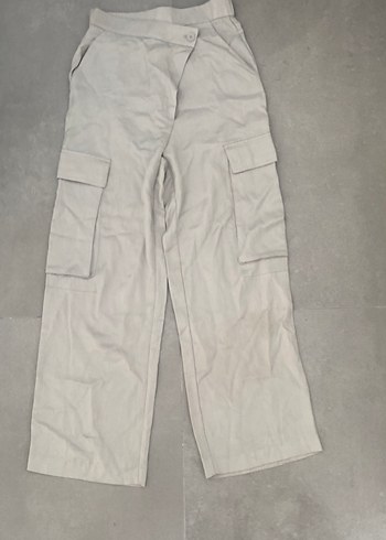 Zara Zara gri Keten Rahat Kesim Kadın Pantolon