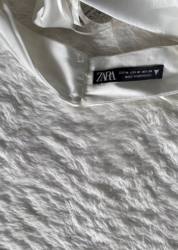 Beyaz Sırt Dekolteli Mini saten crop - Görsel 6