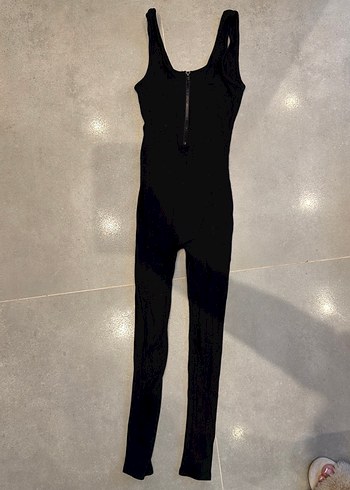 Siyah Fermuarlı Atlet Tarzı Tulum - Görsel 2