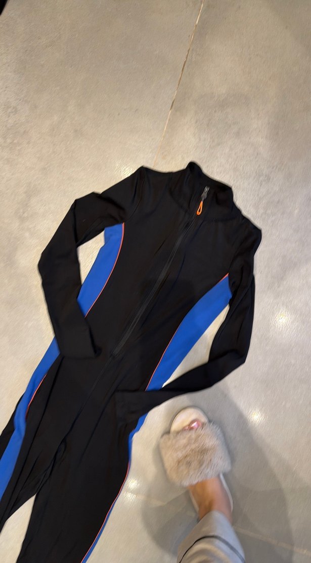 Kadın Uzun VDR Kollu Mavi Siyah Tulum - Görsel 5