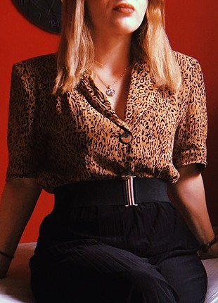 Vintage leopar ceket/gömlek