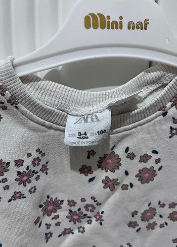 Zara Kız Çocuk Çiçekli Pamuklu Sweatshirt