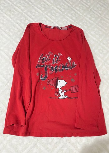Uzun Kollu Pamuklu Baskılı Pijama Üstü
