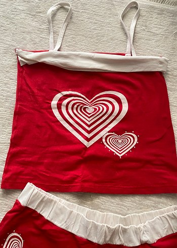 Penti Kırmızı Mini Desenli Kadın Pijama Takımı y2k