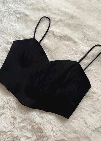 l Beden Siyah Süet Strappy Bustier